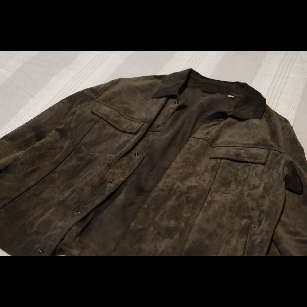 Vince olive suede trucker jacket